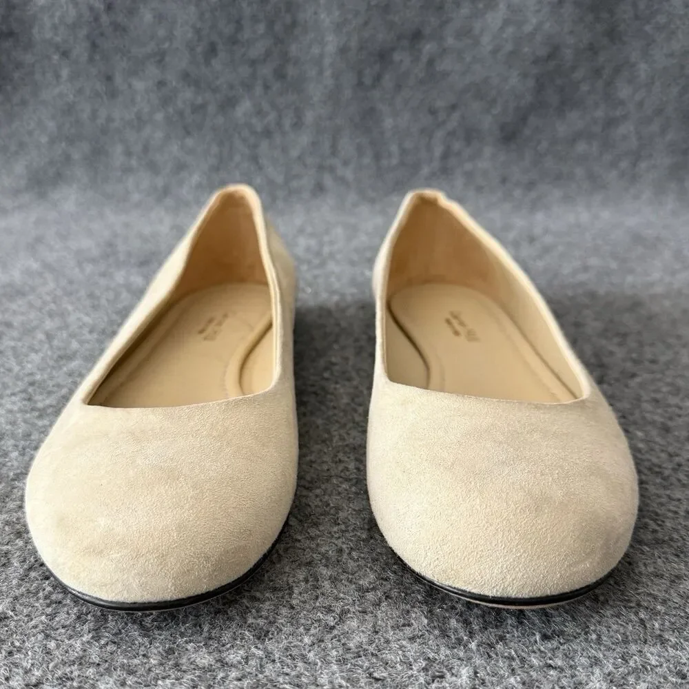 Garnet Hill Petra Suede Ballet Flats Beige Made In Italy Women's 9.5 Comfort